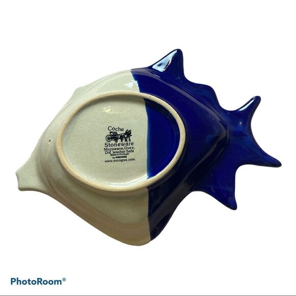 COCHE STONEWARE~Fish Shape Dish~BLUE stone ware - Picture 5 of 11